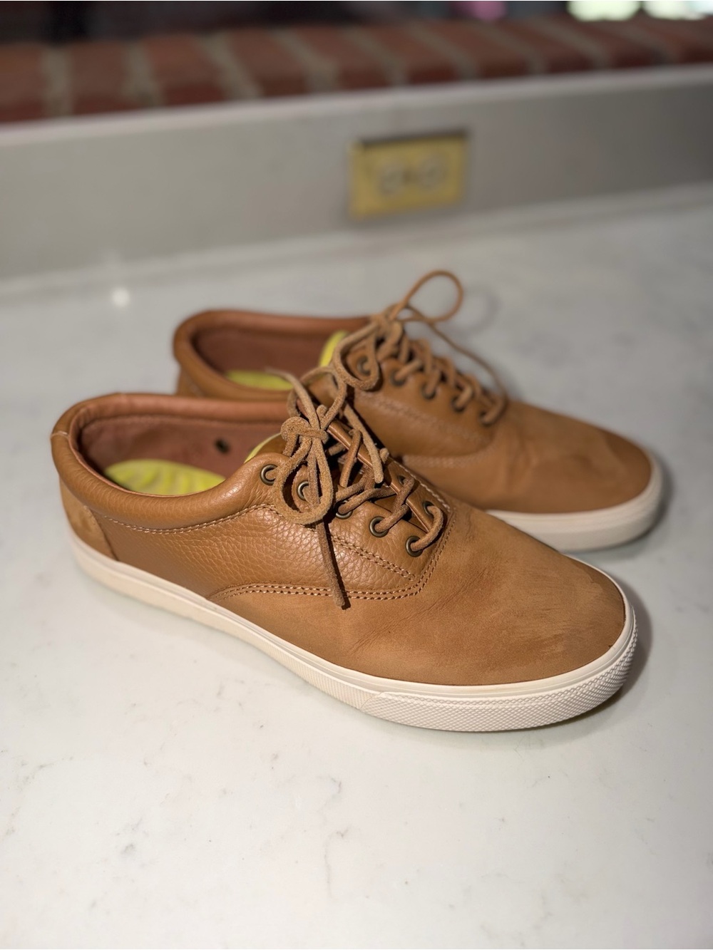 Sperry Men's Leather/Suede Lace-Up Sneakers in Tan Brown